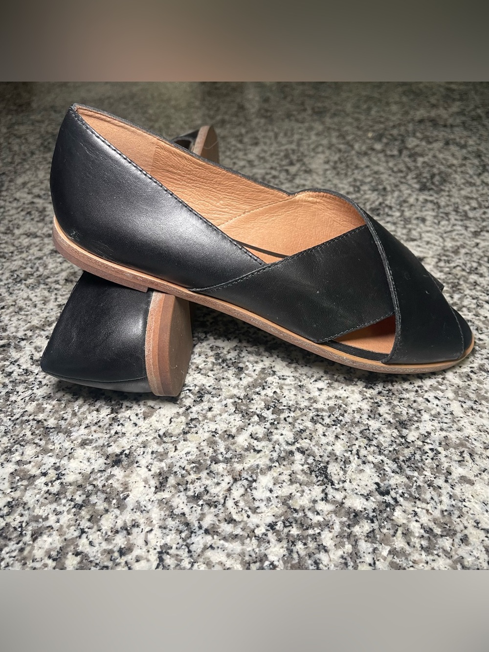 Madewell Black Leather Blaine Crisscross Flats Womens 7.5 Office Career Casual